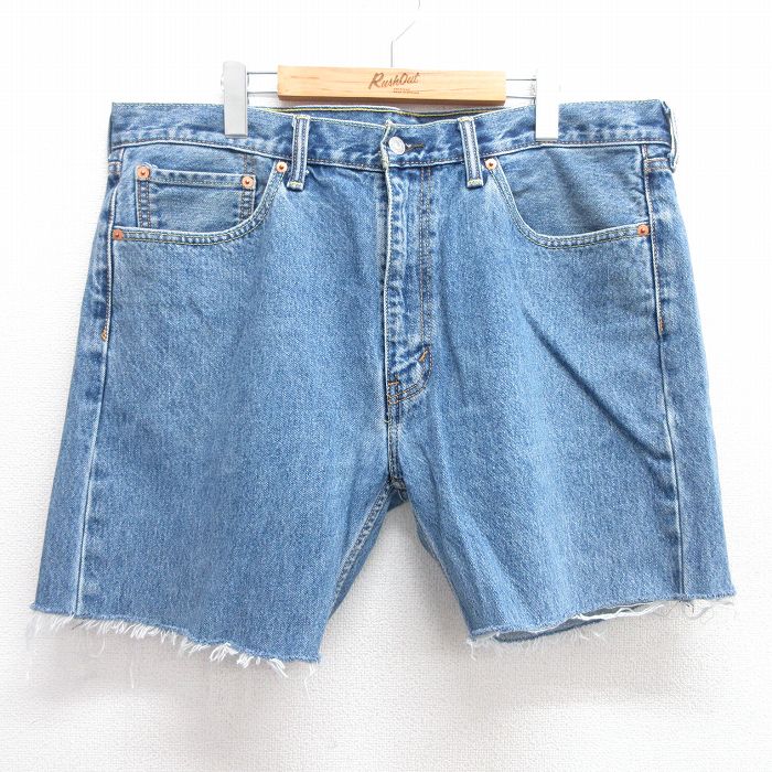 【商品番号】 pas25041369 【商品名】 W38 & starf;古着 リーバイス Levis 505 ショート パンツ ショーツ メンズ コットン 紺 デニム 【表記サイズ】 W38