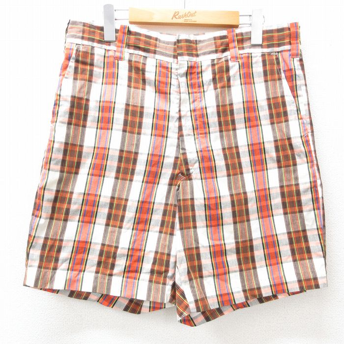 【商品番号】 pas25042128 【商品名】 W36 & starf;古着 ショート スラックス パンツ ショーツ メンズ 80年代 80s 赤他 チェック 【表記サイズ】 36 【実寸サ