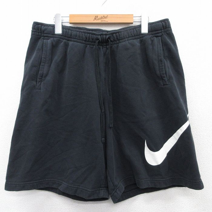 【商品番号】 pas25042270 【商品名】 W36 & starf;古着 ナイキ NIKE ショート スウェット パンツ ショーツ メンズ ビッグロゴ 黒 【表記サイズ】 XL 【実寸サ