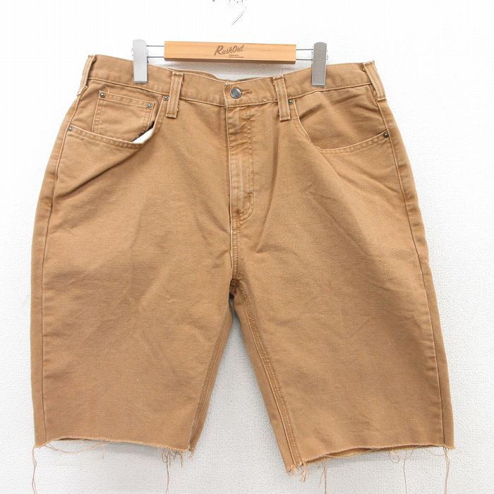 【商品番号】 pas25042785 【商品名】 W37 & starf;古着 カーハート ショート パンツ ショーツ メンズ ダック地 コットン 茶 【表記サイズ】 W36 L34 【実寸サ