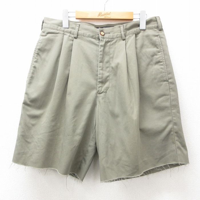 【商品番号】 pas25042828 【商品名】 W33 & starf;古着 STRUCTURE ショート パンツ ショーツ メンズ 00年代 00s コットン 緑系 【表記サイズ】 33 