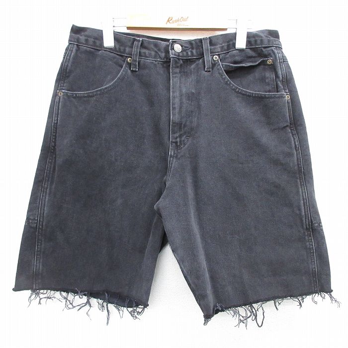 【商品番号】 pas25043101 【商品名】 W33 & starf;古着 ショート パンツ ショーツ メンズ 90年代 90s コットン USA製 黒 デニム【spe】 【表記サイズ】 