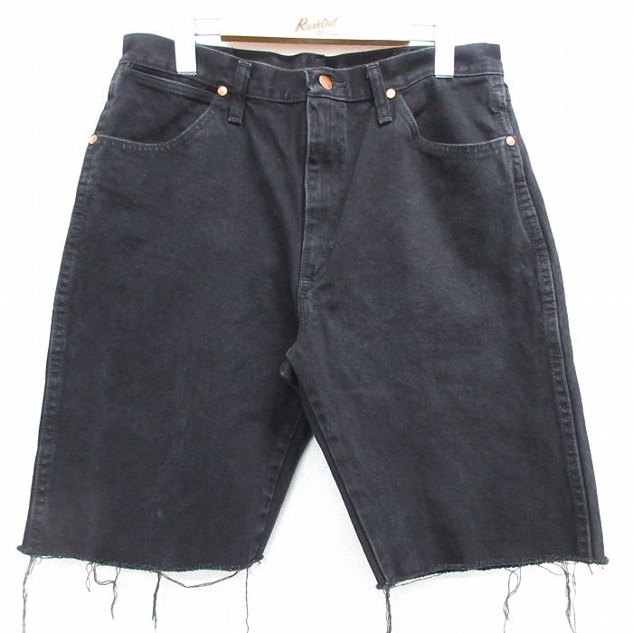 【商品番号】 pas25043104 【商品名】 W33 & starf;古着 ラングラー ショート パンツ ショーツ メンズ コットン 黒 デニム 【表記サイズ】 W34 L34 【実寸サイ