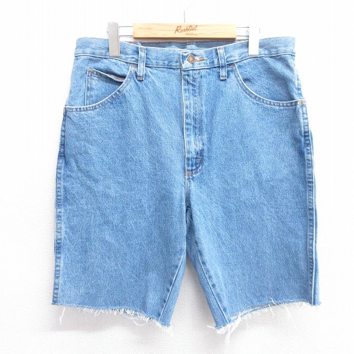 【商品番号】 pas25043248 【商品名】 W35 & starf;古着 ラスラー ショート パンツ ショーツ メンズ コットン 紺 デニム 【表記サイズ】 W34 L36 【実寸サイズ