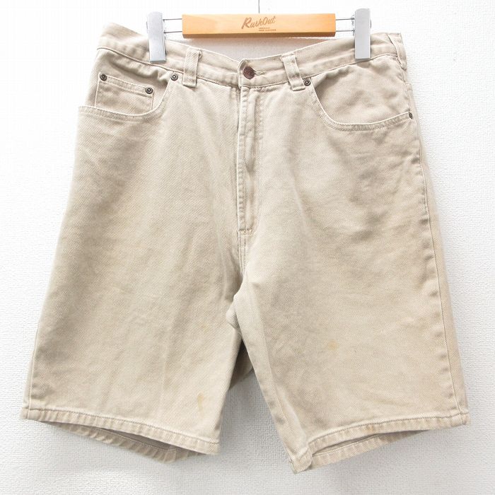【商品番号】 pas25043503 【商品名】 W34 & starf;古着 ルート66 ショート パンツ ショーツ メンズ 00年代 00s コットン ベージュ デニム 【表記サイズ】 W