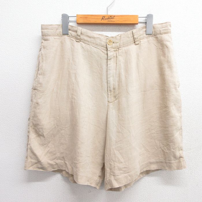 【商品番号】 pas25043990 【商品名】 W35古着 ジェイクルー ショート パンツ ショーツ メンズ 00年代 00s リネン ベージュ【spe】 【表記サイズ】 W35 【実寸サイズ】 ウ