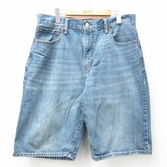 【商品番号】 pas25050923 【商品名】 W34 & starf;古着 リーバイス Levis 569 ショート パンツ ショーツ メンズ ヒゲ コットン 紺 デニム 【表記サイズ】 