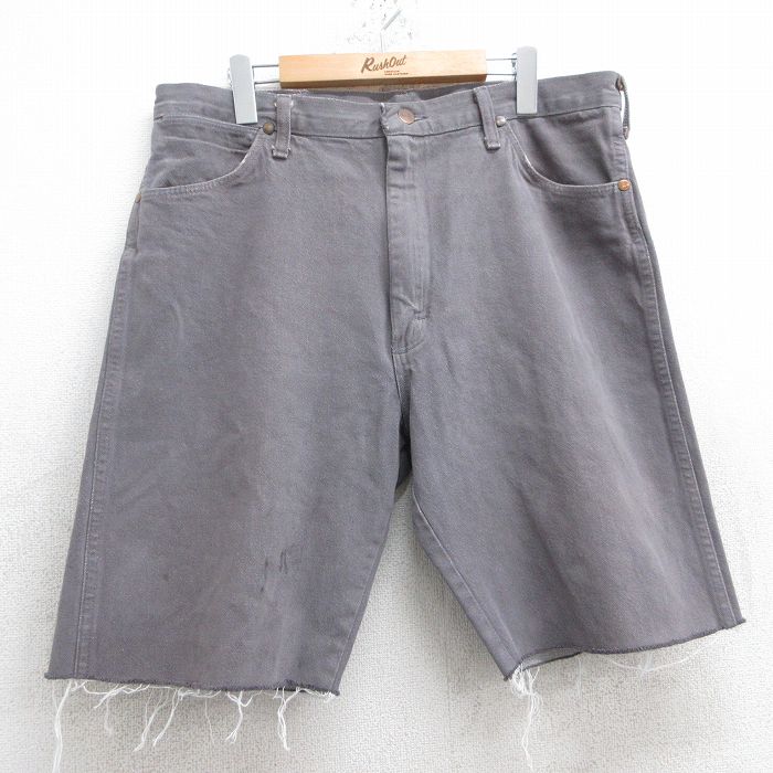 【商品番号】 pas25052451 【商品名】 W36 & starf;古着 ラングラー ショート パンツ ショーツ メンズ 90年代 90s コットン USA製 濃グレー デニム 【表記サ
