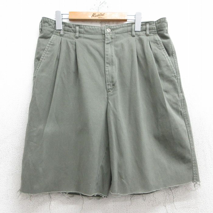 【商品番号】 pas25052453 【商品名】 W35 & starf;古着 ランズエンド ショート パンツ ショーツ メンズ 80年代 80s コットン タロン 濃緑【spe】 【表記サイ