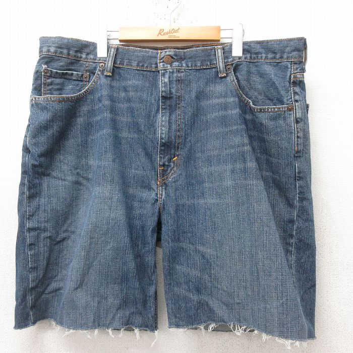 【商品番号】 pas25052808 【商品名】 W43 & starf;古着 リーバイス Levis 550 ショート パンツ ショーツ メンズ ヒゲ 大きいサイズ コットン 紺 デニム 【