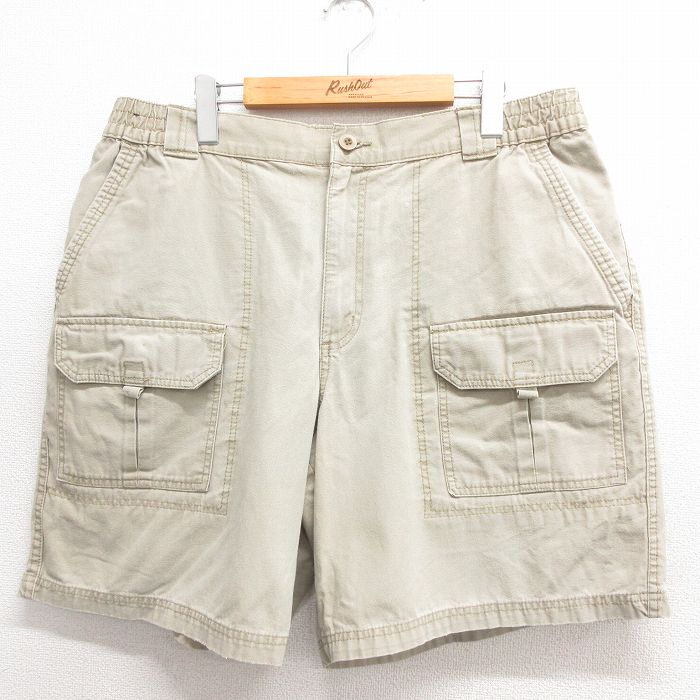 【商品番号】 pas25053432 【商品名】 W36 & starf;古着 ベーシックエディションズ ショート パンツ ショーツ メンズ ダック地 コットン 薄ベージュ 【表記サイズ】 L
