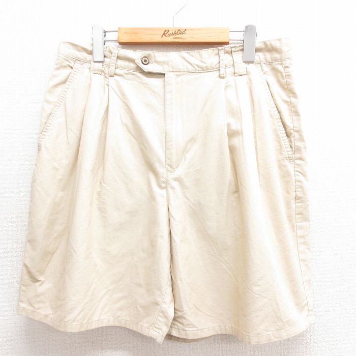 【商品番号】 pas25053477 【商品名】 W33 & starf;古着 ショート スラックス パンツ ショーツ メンズ 00年代 00s コットン ベージュ 【表記サイズ】 34 【実