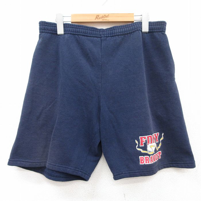 【商品番号】 pas25060275 【商品名】 W40 & starf;古着 ジャージーズ ショート スウェット パンツ ショーツ メンズ 90年代 90s FDNY BRAVEST 大きい