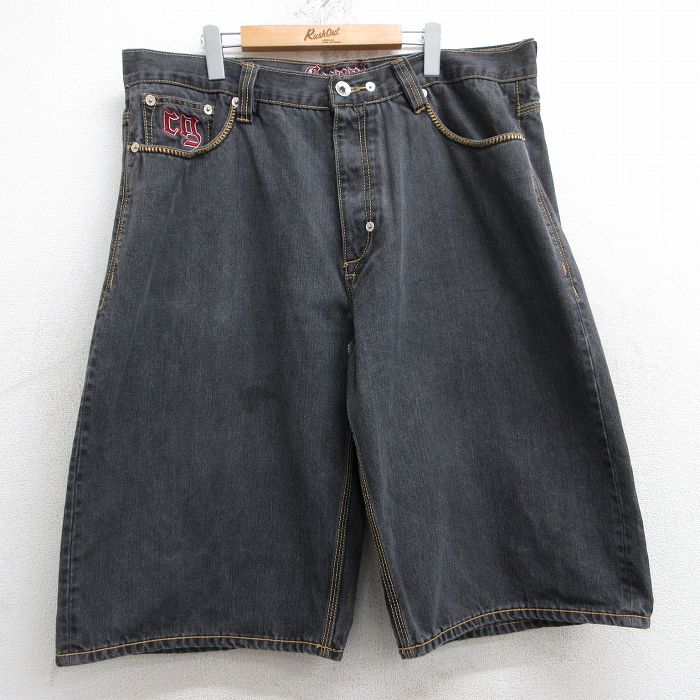 【商品番号】 pas25061200 【商品名】 W41 & starf;古着 クージー COOGI ハーフ パンツ ショーツ メンズ ユニオンジャック 大きいサイズ コットン 黒 デニム【s