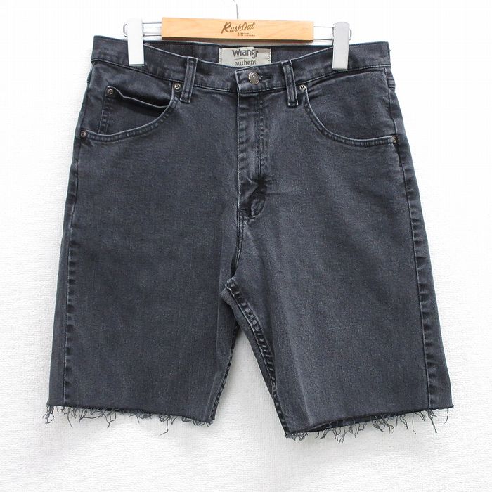 【商品番号】 pas25062569 【商品名】 W31 & starf;古着 ラングラー ショート パンツ ショーツ メンズ 黒 デニム 【表記サイズ】 W32 L34 【実寸サイズ】 ウエ