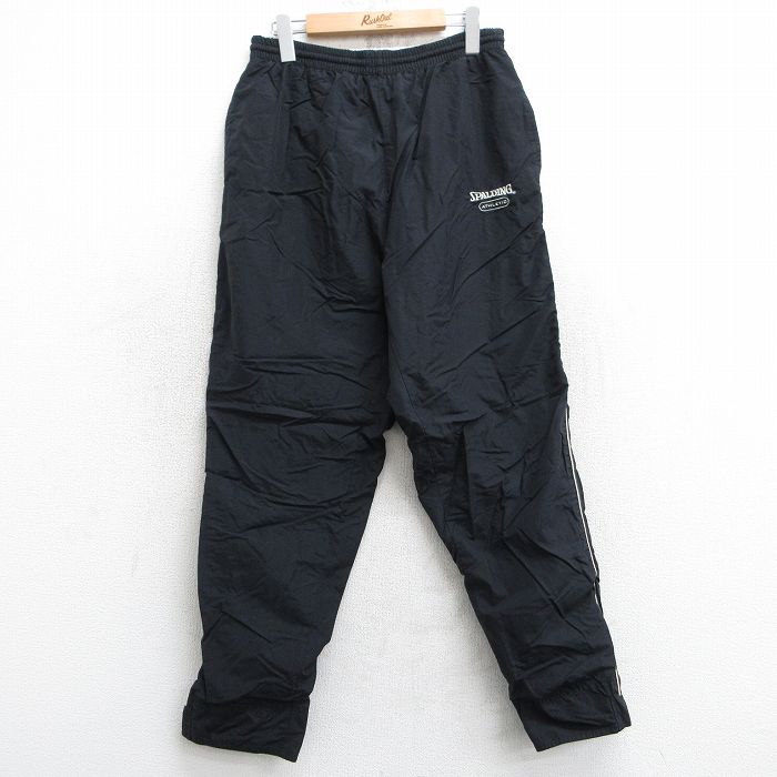 【商品番号】 pasw25010032 【商品名】 W35 & starf;古着 スポルディング ナイロン パンツ メンズ 90年代 90s ワンポイントロゴ 黒 【表記サイズ】 M 【実寸サ
