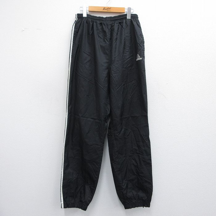 【商品番号】 pasw25040974 【商品名】 W33 & starf;古着 アディダス adidas ナイロン パンツ メンズ 90年代 90s ワンポイントロゴ 黒他 3本ライン 【表