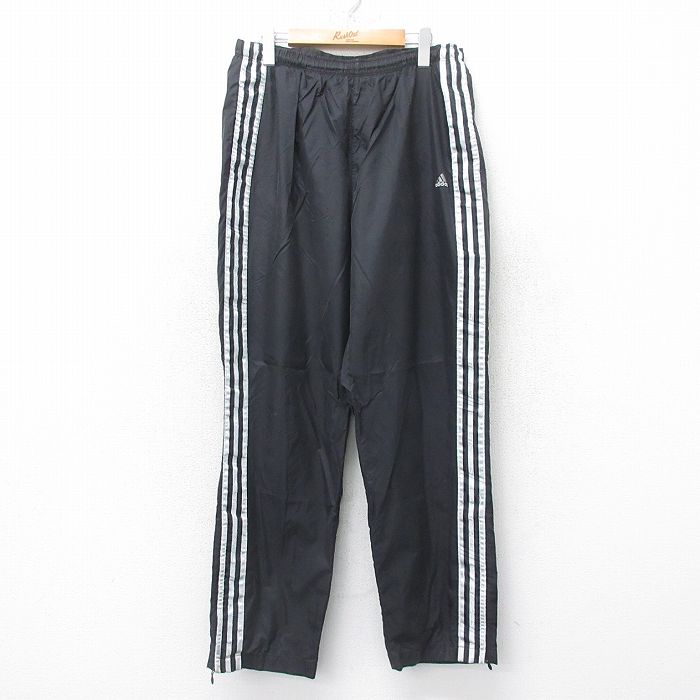 【商品番号】 pasw25063400 【商品名】 W32 & starf;古着 アディダス adidas ナイロン パンツ メンズ 90年代 90s ワンポイントロゴ 黒 3本ライン 【表記