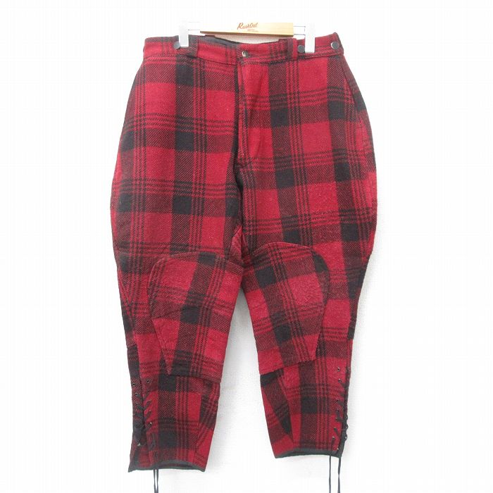 【商品番号】 pav24093324 【商品名】 W36 & starf;古着 ビンテージ ハンティング パンツ メンズ 60年代 60s ダブルニー ウール 赤他 チェック 【表記サイズ】 