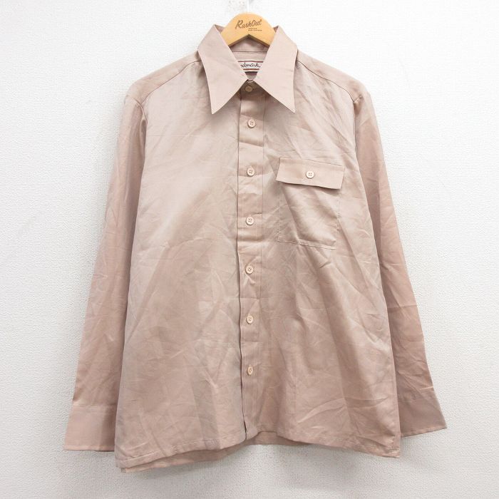 【商品番号】 sh7025013284 【商品名】 L & starf;古着 長袖 シャツ メンズ 70年代 70s ベージュ 【メンズ参考サイズ】 L 【表記サイズ】 L 16-16.5 【
