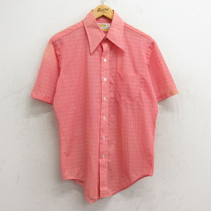 【商品番号】 sh70s24030674 【商品名】 M & starf;古着 半袖 シャツ メンズ 70年代 70s 赤他 【メンズ参考サイズ】 M 【表記サイズ】 M 【実寸サイズ】 着丈