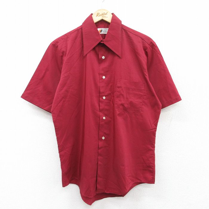 【商品番号】 sh70s25043316 【商品名】 L & starf;古着 マンハッタン 半袖 シャツ メンズ 70年代 70s 赤 【メンズ参考サイズ】 L 【表記サイズ】 なし 【実寸