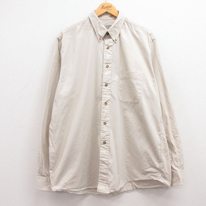 【商品番号】 shbd24111952 【商品名】 XL & starf;古着 エディーバウアー 長袖 ブランド シャツ メンズ ロング丈 コットン ボタンダウン ベージュ 【メンズ参考サイズ