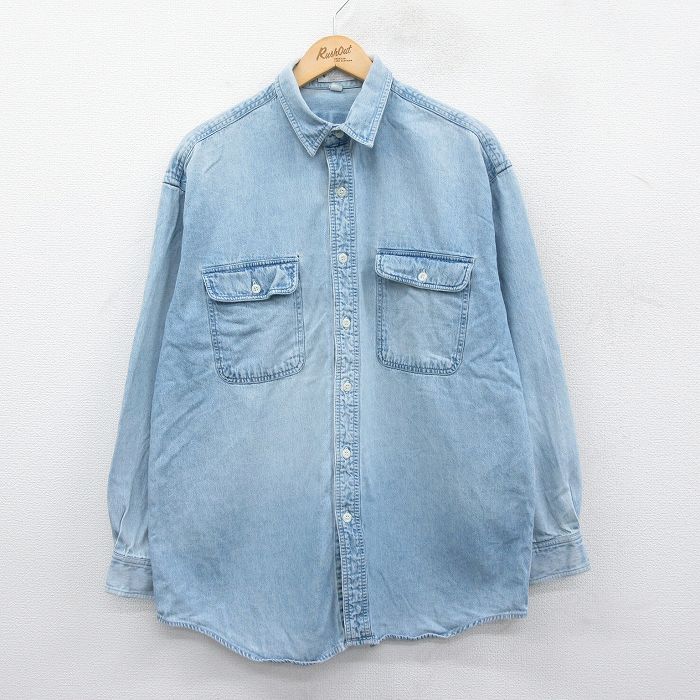 【商品番号】 shbd24120072 【商品名】 XL & starf;古着 コロンビア 長袖 ブランド シャツ メンズ 90年代 90s 大きいサイズ 薄紺 デニム 【メンズ参考サイズ】 