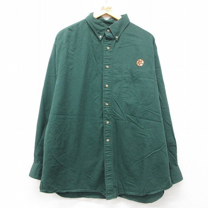 【商品番号】 shbd25022892 【商品名】 XL & starf;古着 ランズエンド 長袖 ブランド シャツ メンズ 00年代 00s 手 大きいサイズ ロング丈 コットン ボタンダウ