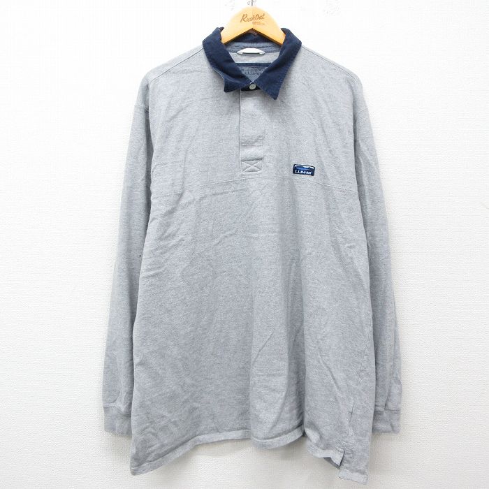 【商品番号】 shbd25022897 【商品名】 XL & starf;古着 エルエルビーン 長袖 ブランド ラガー シャツ メンズ ワンポイントロゴ 大きいサイズ ロング丈 コットン グレ