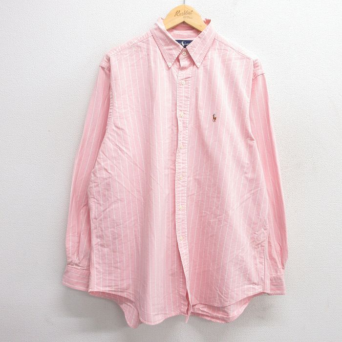 【商品番号】 shbd25044293 【商品名】 XL & starf;古着 ラルフローレン 長袖 ブランド シャツ メンズ 90年代 90s ワンポイントロゴ オックスフォード 大きいサイ