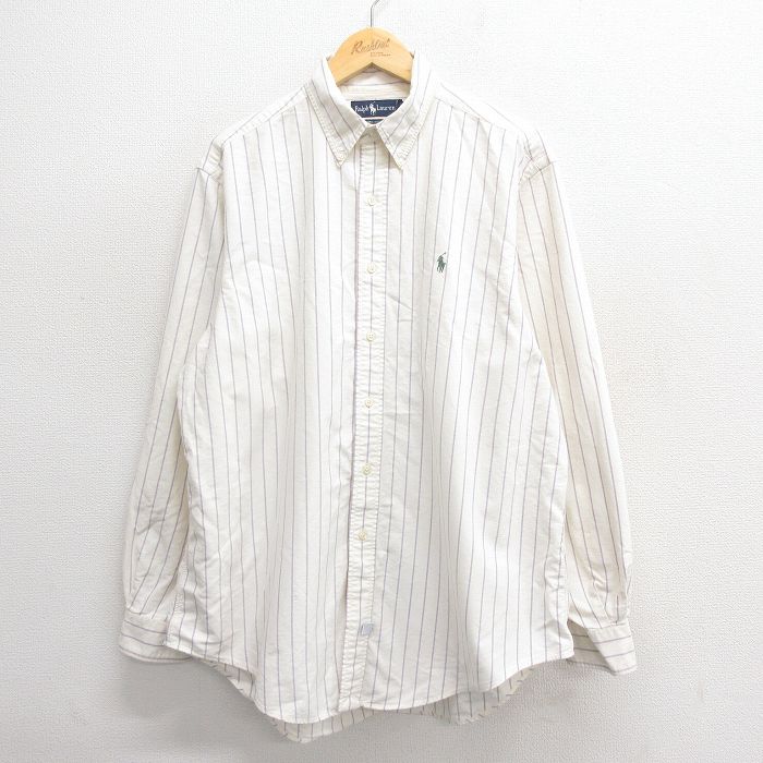 【商品番号】 shbd25050032 【商品名】 XL & starf;古着 ラルフローレン 長袖 ブランド シャツ メンズ 90年代 90s ワンポイントロゴ 大きいサイズ コットン ボタ