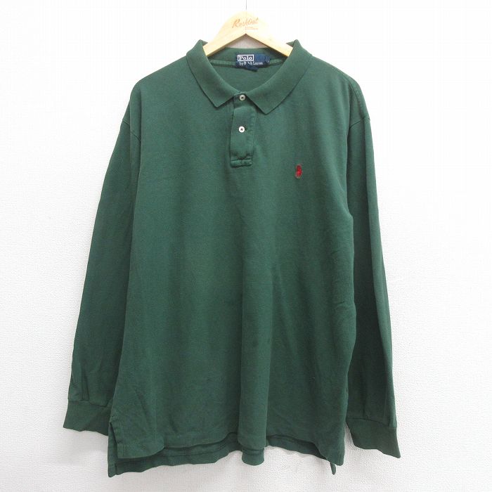 【商品番号】 shbd25050201 【商品名】 XL & starf;古着 ラルフローレン 長袖 ブランド ポロ シャツ メンズ 90年代 90s ワンポイントロゴ 鹿の子 大きいサイズ 