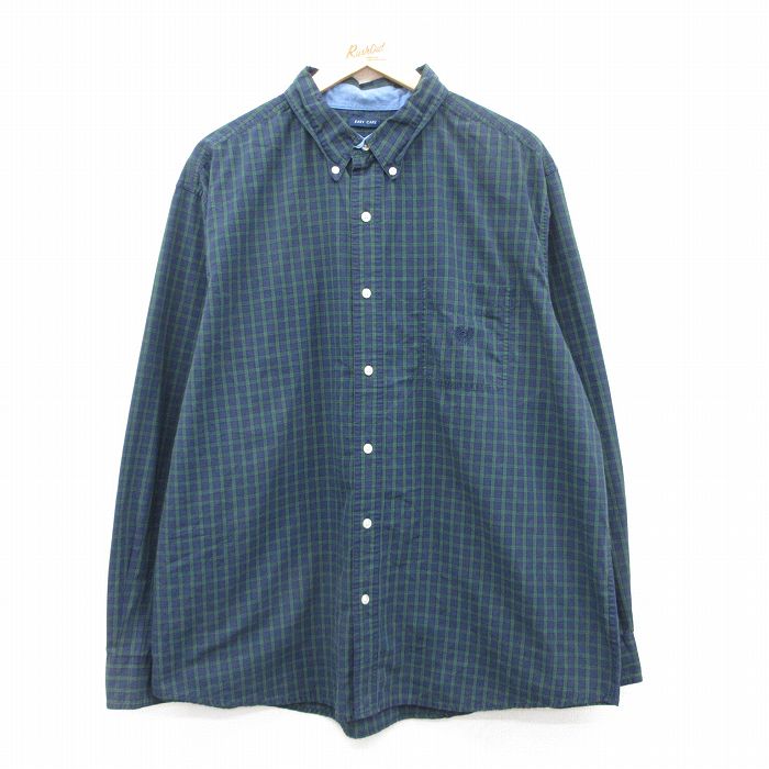 【商品番号】 shbd25051392 【商品名】 XL & starf;古着 チャップス 長袖 ブランド シャツ メンズ ワンポイントロゴ 大きいサイズ ボタンダウン 緑他 チェック 【メン