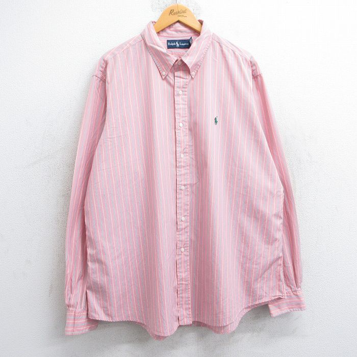 【商品番号】 shbd25052652 【商品名】 XL & starf;古着 ラルフローレン 長袖 ブランド シャツ メンズ 90年代 90s ワンポイントロゴ 大きいサイズ コットン ボタ