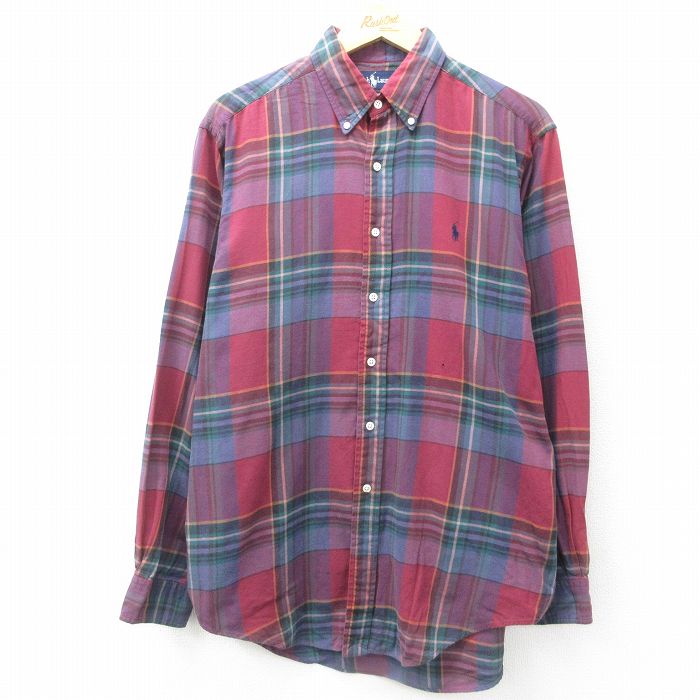 【商品番号】 shbd25052851 【商品名】 XL & starf;古着 ラルフローレン 長袖 ブランド シャツ メンズ 90年代 90s ワンポイントロゴ 大きいサイズ コットン ボタ