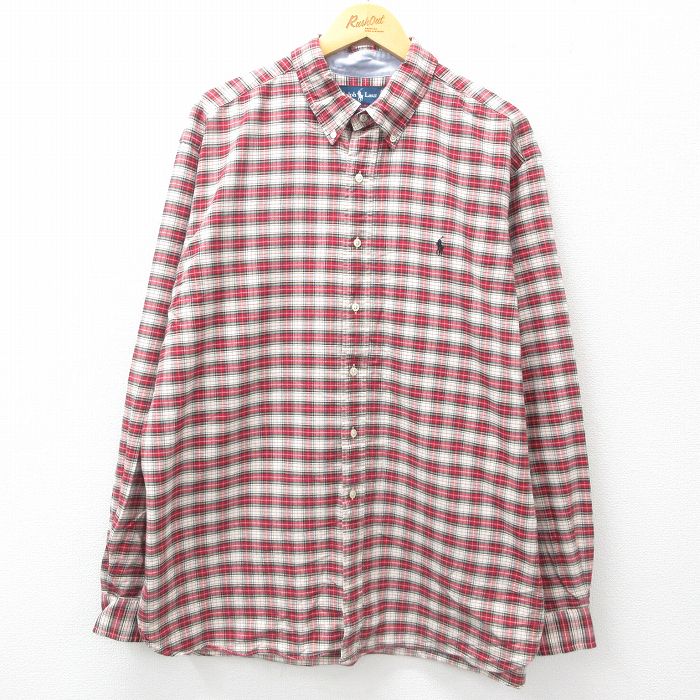 【商品番号】 shbd25052857 【商品名】 XL & starf;古着 ラルフローレン 長袖 ブランド シャツ メンズ 90年代 90s ワンポイントロゴ 大きいサイズ コットン ボタ