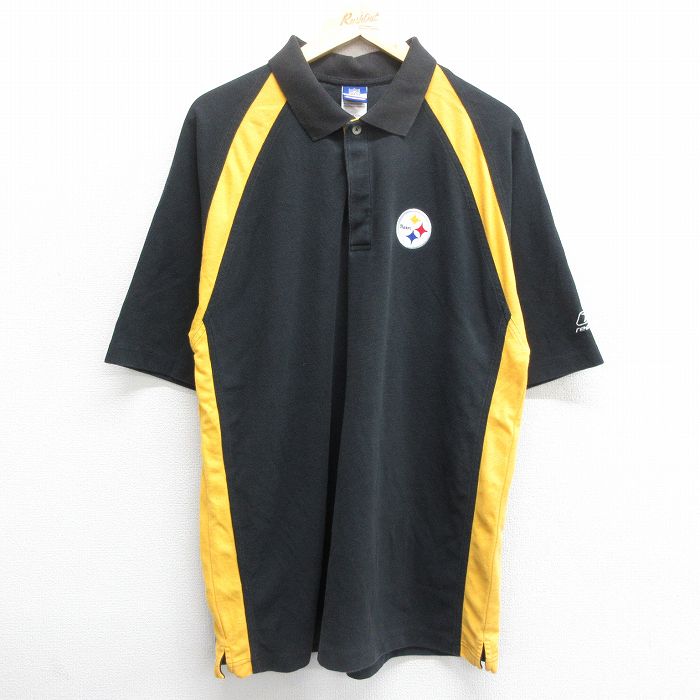 【商品番号】 shbp24031715 【商品名】 XL & starf;古着 リーボック 半袖 ブランド ポロ シャツ メンズ 00年代 00s ワンポイントロゴ NFL ピッツバーグスティ