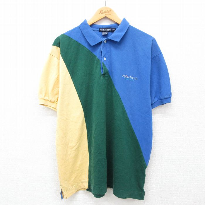【商品番号】 shbp24052821 【商品名】 XL & starf;古着 ノーティカ 半袖 ブランド ポロ シャツ メンズ 90年代 90s ワンポイントロゴ マルチカラー 大きいサイズ