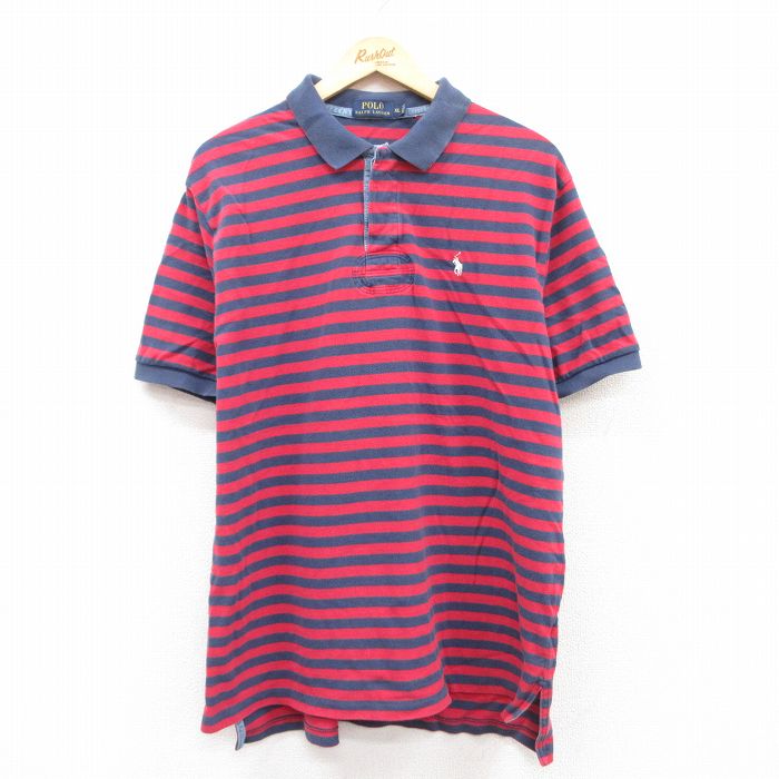 【商品番号】 shbp25040773 【商品名】 XL & starf;古着 ラルフローレン 半袖 ブランド ラガー シャツ メンズ コットン 鹿の子 赤他 ボーダー 【メンズ参考サイズ】 
