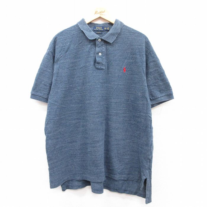 【商品番号】 shbp25040774 【商品名】 XL & starf;古着 ラルフローレン 半袖 ブランド ポロ シャツ メンズ ワンポイントロゴ 大きいサイズ コットン 濃グレー 霜降り