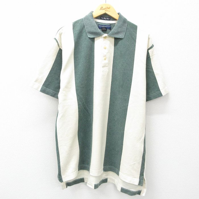 【商品番号】 shbp25043513 【商品名】 XL & starf;古着 アバクロンビー 半袖 ブランド ポロ シャツ メンズ 00年代 00s 鹿の子 コットン 薄黄他 ストライプ 【