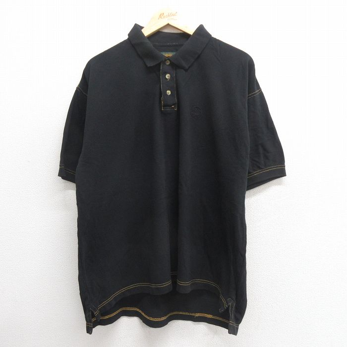 【商品番号】 shbp25050163 【商品名】 XL & starf;古着 ティンバーランド 半袖 ブランド ポロ シャツ メンズ 00年代 00s ワンポイントロゴ 鹿の子 コットン 黒