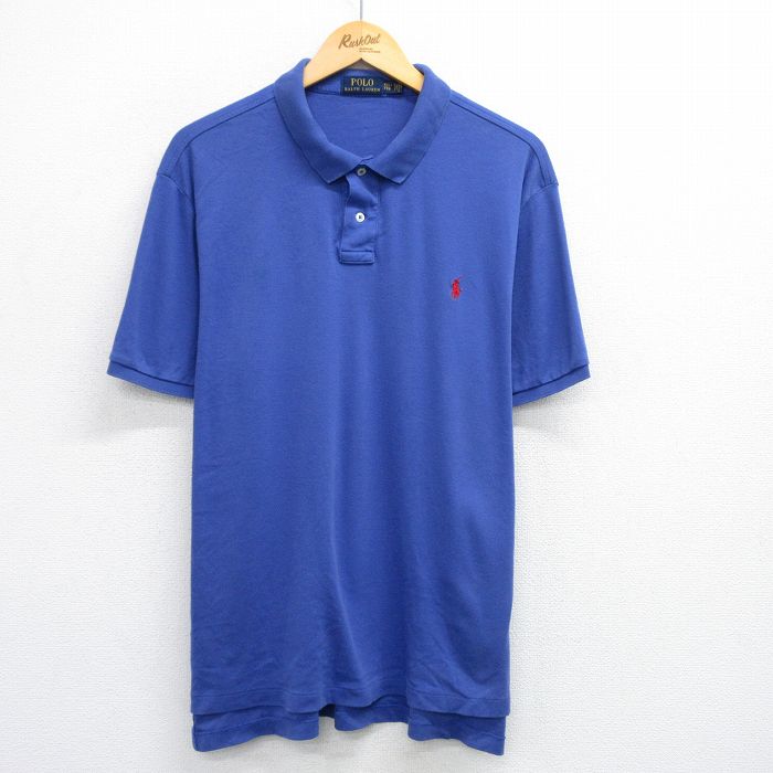 【商品番号】 shbp25051783 【商品名】 XL & starf;古着 ラルフローレン 半袖 ブランド ポロ シャツ メンズ ワンポイントロゴ コットン 紺 【メンズ参考サイズ】 XL
