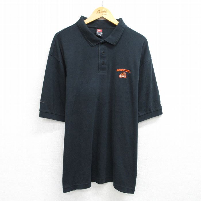 【商品番号】 shbp25051792 【商品名】 XL & starf;古着 ナイキ NIKE 半袖 ブランド ポロ シャツ メンズ 00年代 00s オレゴン 大きいサイズ 黒 【メンズ参