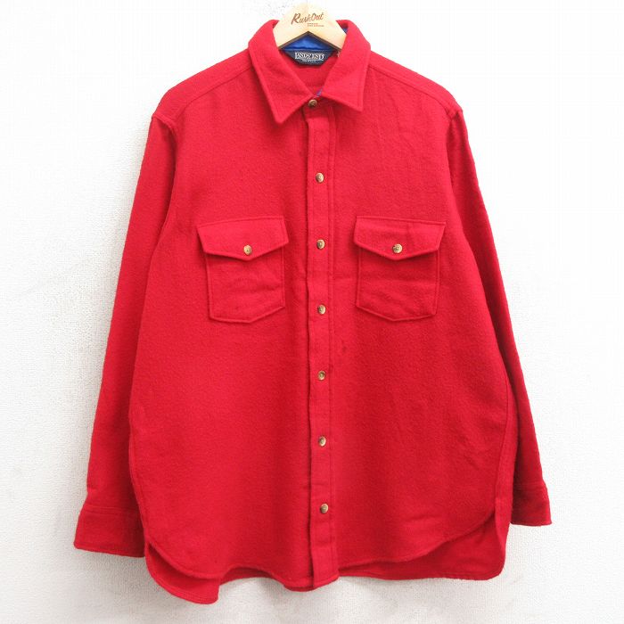 【商品番号】 shne24121487 【商品名】 XL & starf;古着 ランズエンド 長袖 ウール シャツ メンズ 90年代 90s USA製 赤 【メンズ参考サイズ】 XL 【表記サ