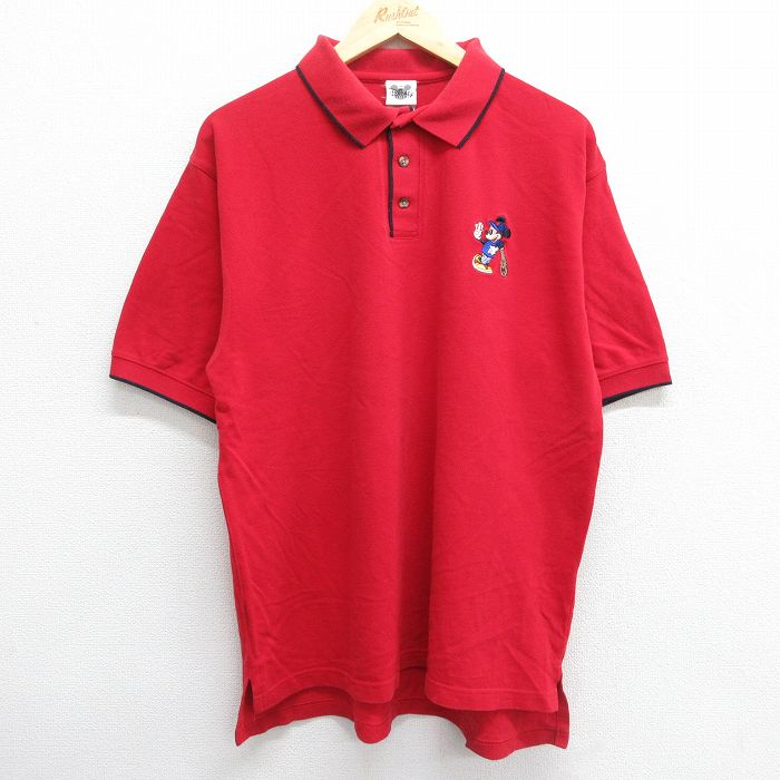 【商品番号】 shp23051463 【商品名】 XL & starf;古着 半袖 ポロ シャツ メンズ 00年代 00s ディズニー ミッキー コットン 赤他 【メンズ参考サイズ】 XL 【