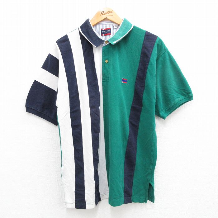 【商品番号】 shp23064008 【商品名】 XL & starf;古着 ビューグルボーイ 半袖 ポロ シャツ メンズ ワンポイントロゴ 鹿の子 マルチカラー クレイジーパターン コットン