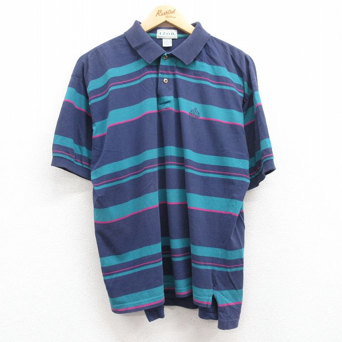 【商品番号】 shp24031276 【商品名】 XL & starf;古着 IZOD 半袖 ポロ シャツ メンズ 90年代 90s ワンポイントロゴ コットン 紺他 【メンズ参考サイズ】 X
