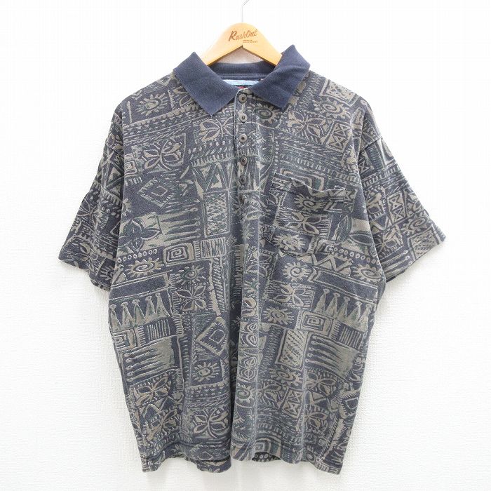【商品番号】 shp24065079 【商品名】 XL & starf;古着 半袖 ポロ シャツ メンズ 鹿の子 大きいサイズ コットン 濃紺他 【メンズ参考サイズ】 XL 【表記サイズ】 M